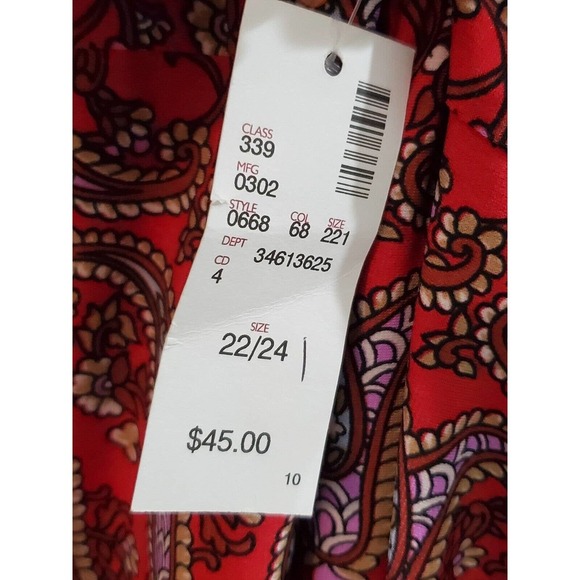 Avenue Women's Multicolor Polyester Round Neck Long Sleeve Casual Blouse 22/24 - Picture 5 of 11